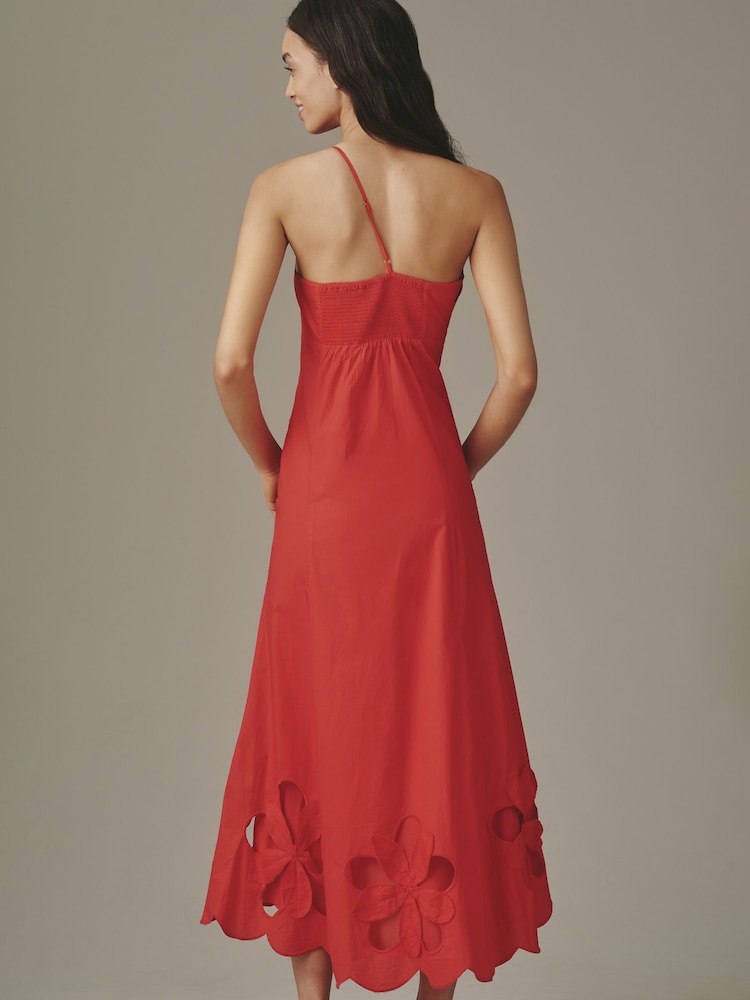 Anthropologie Red One-Shoulder Cutwork Dress - Image 4 of 4 Anthropologie Red One-Shoulder Cutwork Dress - Image 4 of 4