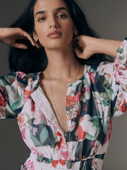 أزرق - فستان ماكسي Somerset من Anthropologie: كُم طويل إصدار شيفون - Image 2 of 4