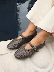 Brązowy - Linzi Debut Handwoven Ballet Flats - Obraz 1 z 5