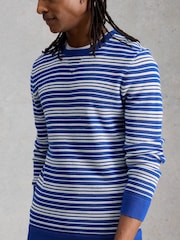 White Stuff Blue Attadale Crew Neck Thin Stripe Jumper - Image 4 of 6