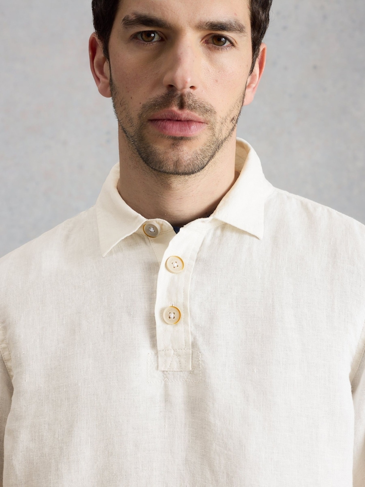White Stuff White Carlton Linen Pop Over Shirt - Image 2 of 6 White Stuff White Carlton Linen Pop Over Shirt - Image 2 of 6