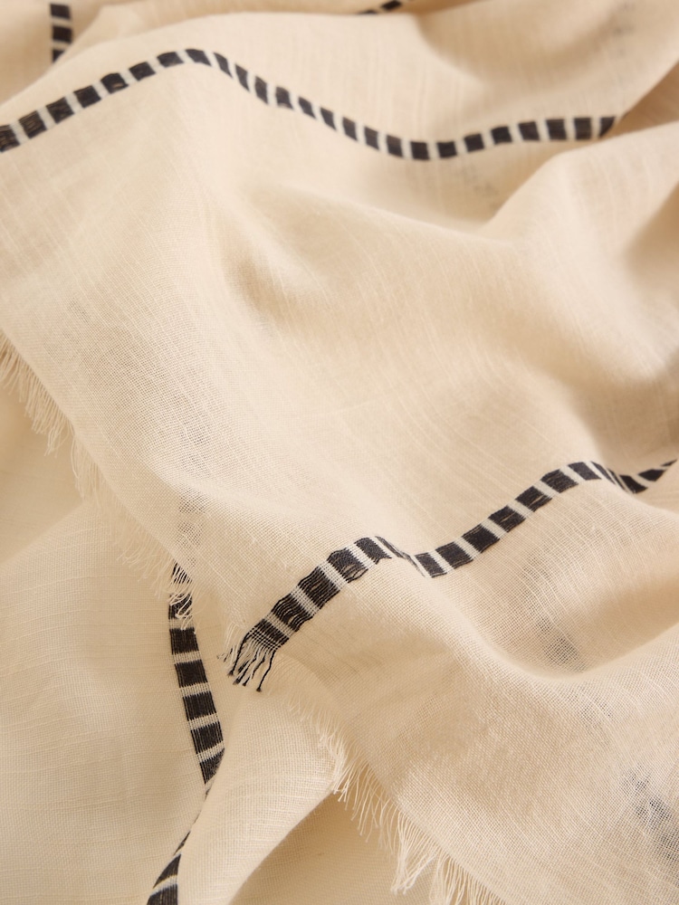 White Stuff Natural Maggie Stripe Scarf - Image 3 of 3 White Stuff Natural Maggie Stripe Scarf - Image 3 of 3