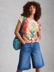 White Stuff Yellow Woven Mix T-Shirt - Image 1 of 6