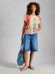 White Stuff Yellow Woven Mix T-Shirt - Image 3 of 6