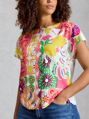 White Stuff Yellow Woven Mix T-Shirt - Image 4 of 6