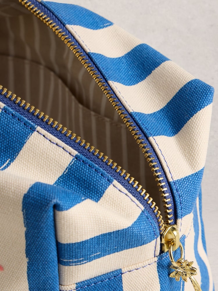 White Stuff Blue Canvas Summer Stuff Washbag - Image 4 of 4