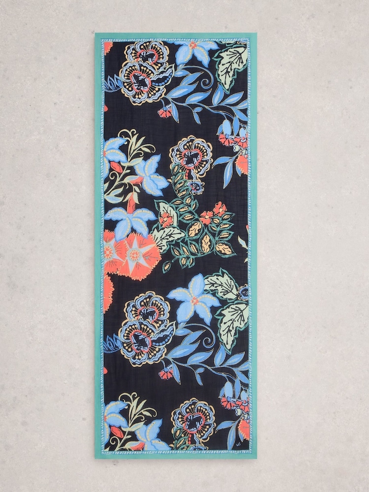 White Stuff Navy Blue Callie Printed Scarf - Image 1 of 3