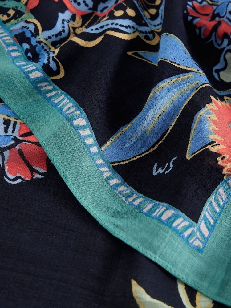 White Stuff Navy Blue Callie Printed Scarf - Image 3 of 3