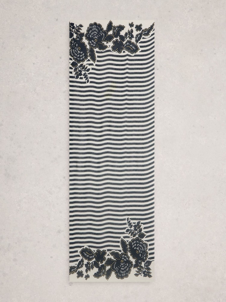 White Stuff Blue Lily Printed Scarf - Image 2 of 3 White Stuff Blue Lily Printed Scarf - Image 2 of 3