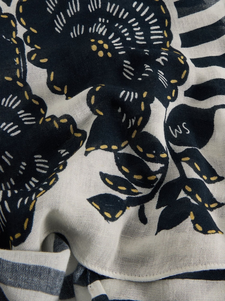 White Stuff Blue Lily Printed Scarf - Image 3 of 3 White Stuff Blue Lily Printed Scarf - Image 3 of 3