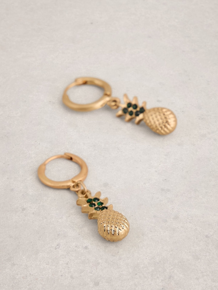 White Stuff Gold Tone Pineapple Drop Earrings - Image 1 of 2