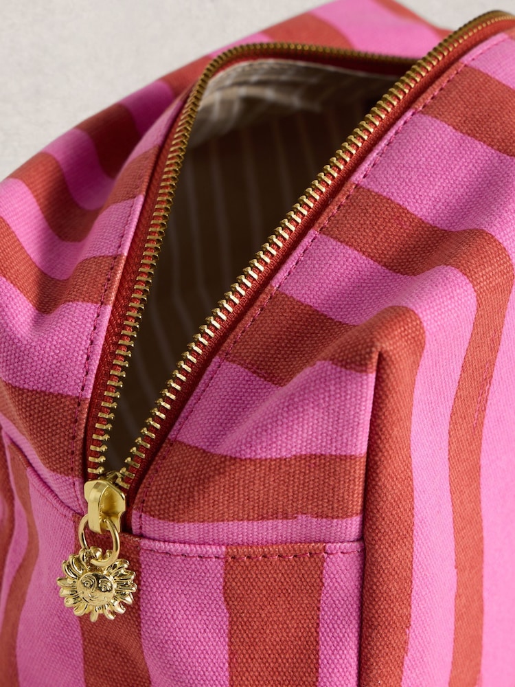 White Stuff Pink Canvas Summer Stuff Washbag - Image 4 of 4