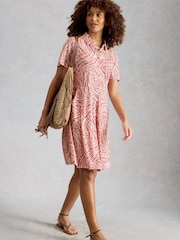 White Stuff Pink Ria Jersey Shirt Dress - Image 3 of 6