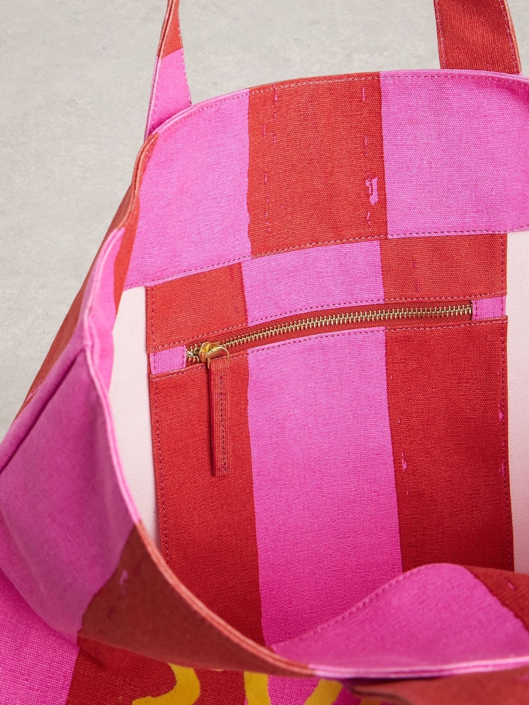 White Stuff Pink Canvas Summer Stuff Bag - Image 4 of 4