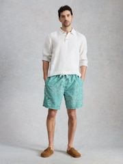 White Stuff Green Ventnor Palm Geo Swimshort - Image 4 of 6