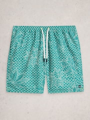 White Stuff Green Ventnor Palm Geo Swimshort - Image 5 of 6