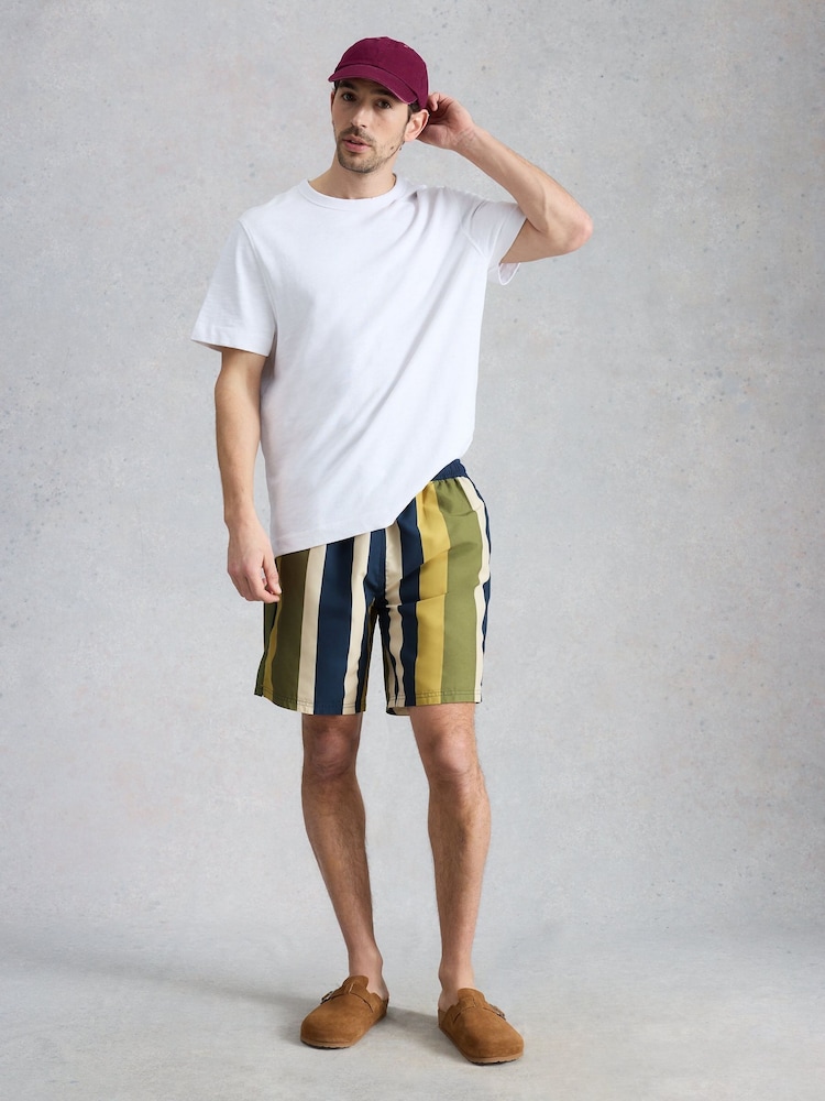 White Stuff Green Ventnor Stripe Swim Shorts - Image 1 of 6