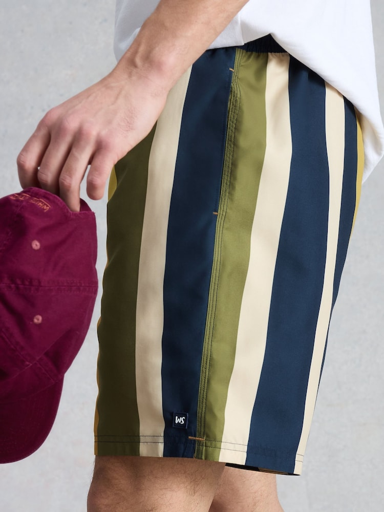 White Stuff Green Ventnor Stripe Swim Shorts - Image 2 of 6