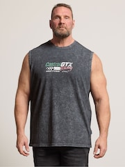 BadRhino Big & Tall Grey Acid Wash Castrol Muscle Vest - Image 1 of 5