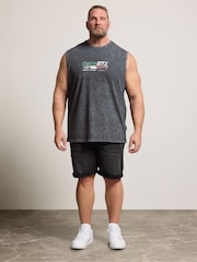 BadRhino Big & Tall Grey Acid Wash Castrol Muscle Vest - Image 3 of 5