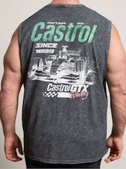BadRhino Big & Tall Grey Acid Wash Castrol Muscle Vest - Image 5 of 5