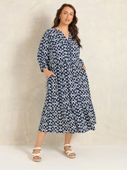 Evans Blue Metallic Dress - Image 2 of 5