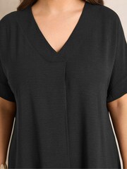 Evans Black Pleated Front Knee Length Dress - Image 4 of 5