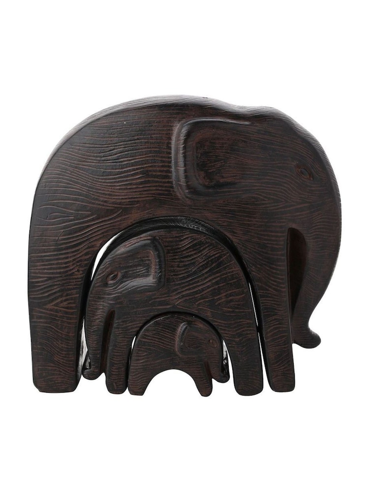Widdop Set of 3 Dark Brown Nesting Elephants - Image 1 of 2