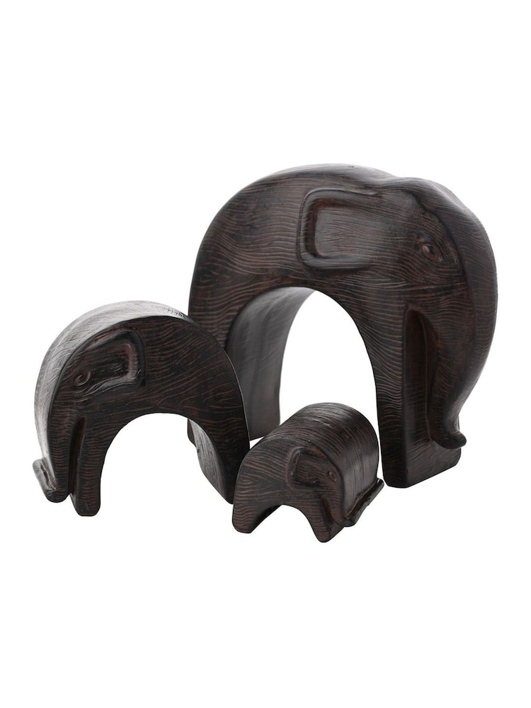 Widdop Set of 3 Dark Brown Nesting Elephants - Image 2 of 2