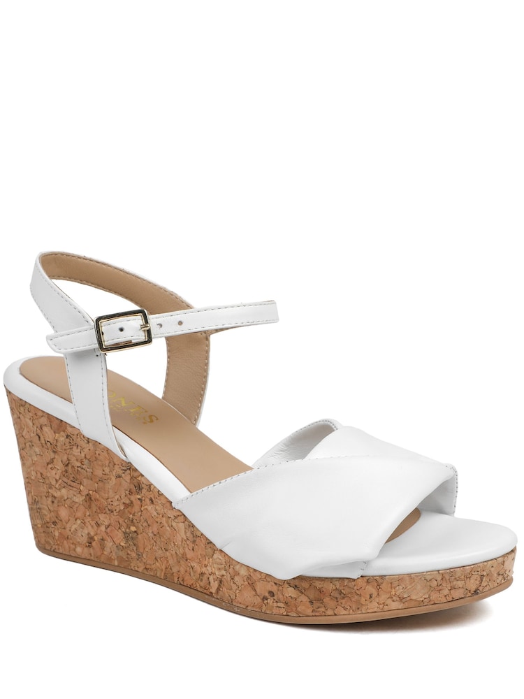 Jones Bootmaker White Leather Wedge-Heeled Sandals - Image 1 of 5