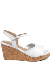 Jones Bootmaker White Leather Wedge-Heeled Sandals - Image 2 of 5