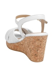 Jones Bootmaker White Leather Wedge-Heeled Sandals - Image 3 of 5