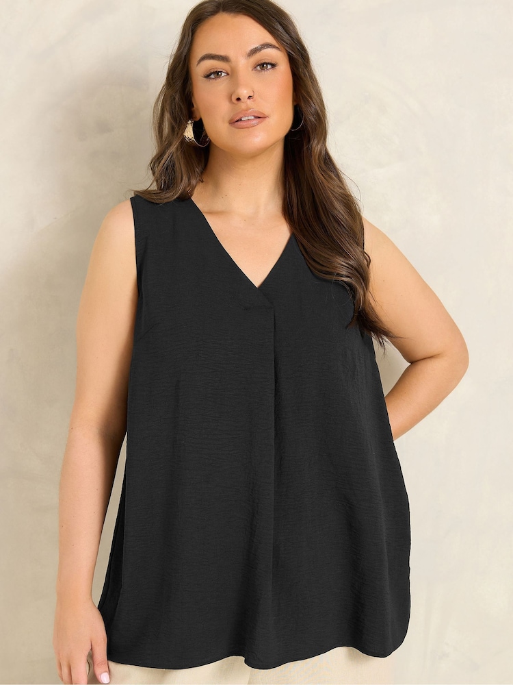 Evans Black Pleated Front Swing Vest - Image 1 of 5 Evans Black Pleated Front Swing Vest - Image 1 of 5