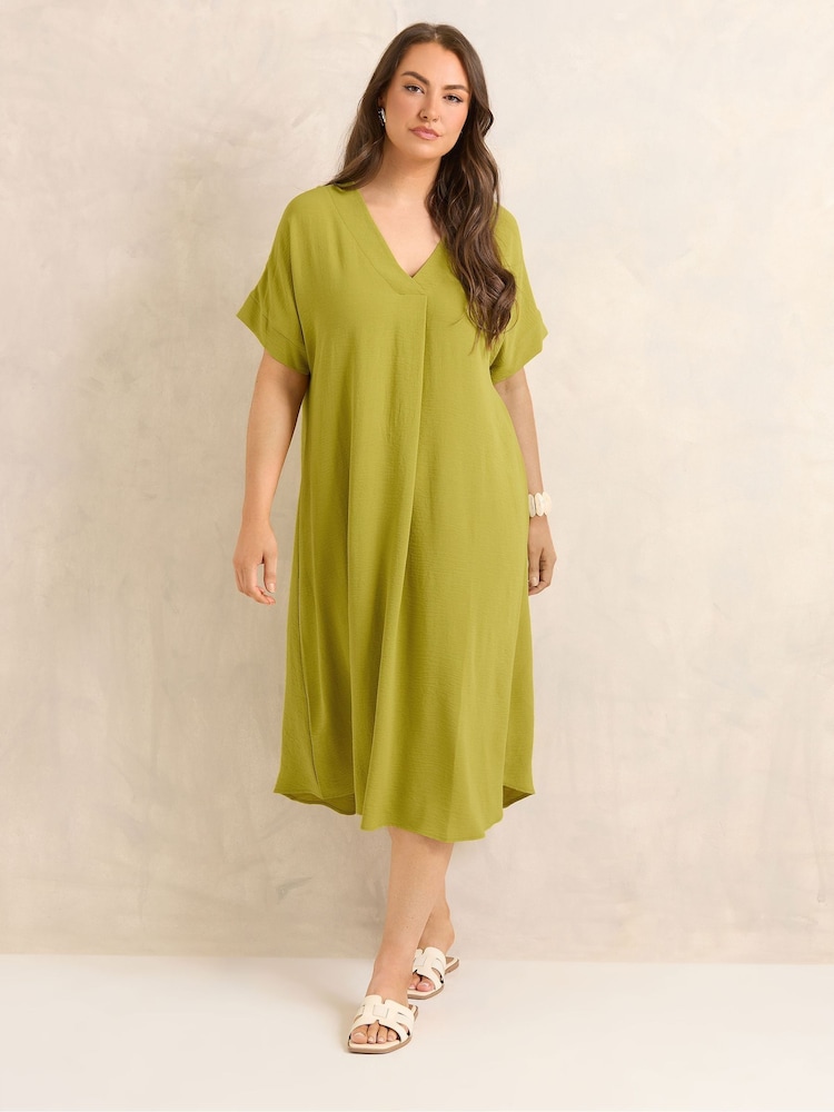 Evans Green Pleated Front Knee Length Dress - Image 2 of 5