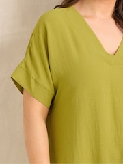 Evans Green Pleated Front Knee Length Dress - Image 4 of 5