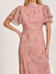 Jolie Moi Light Pink High Neck Angel Sleeve Chiffon Maxi Dress - Image 3 of 6