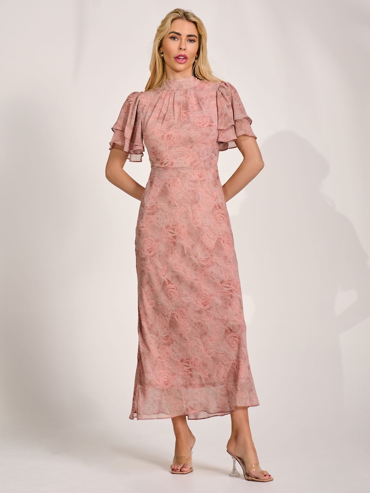 pink women's angel flowy dress Maternity Cara Maternity Maxi neckline adds a touch of allure without overwhelming LEO LIN - Angelina Ruffled