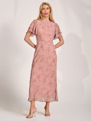 Jolie Moi Light Pink High Neck Angel Sleeve Chiffon Maxi Dress - Image 5 of 6