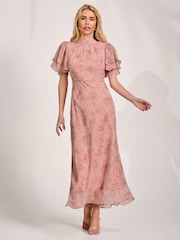 Jolie Moi Light Pink High Neck Angel Sleeve Chiffon Maxi Dress - Image 6 of 6