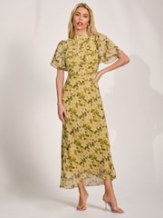 Jolie Moi Yellow High Neck Angel Sleeve Chiffon Maxi Dress - Image 1 of 6