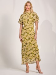 Jolie Moi Yellow High Neck Angel Sleeve Chiffon Maxi Dress - Image 5 of 6
