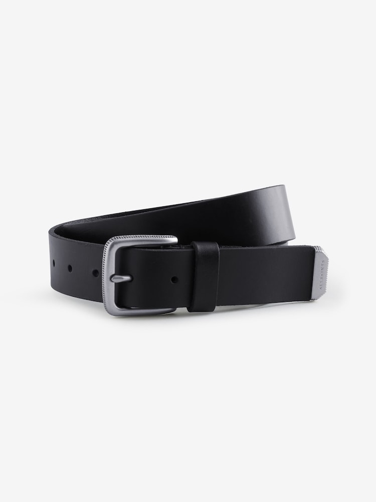 AllSaints Black 35Mm Belt With Metal Tip - Image 1 of 1