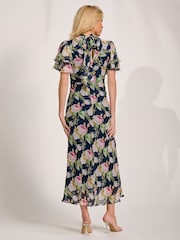 Jolie Moi Blue High Neck Angel Sleeve Chiffon Maxi Dress - Image 2 of 6