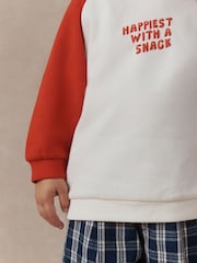 Red/White Happiest With A Snack Printed Crew Neck Sweat Top (3mths-7yrs) - Image 3 of 7
