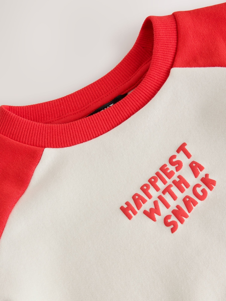 Red/White Happiest With A Snack Printed Crew Neck Sweat Top (3mths-7yrs) - Image 7 of 7
