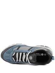 Pavers Blue Extra Wide Leather Memory Foam Lace Up Trainers - Image 4 of 5