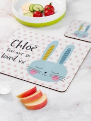 Personalised Easter Bunny Placemat and Coaster Set by Treat Republic - Image 2 of 3