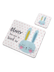 Personalised Easter Bunny Placemat and Coaster Set by Treat Republic - Image 3 of 3