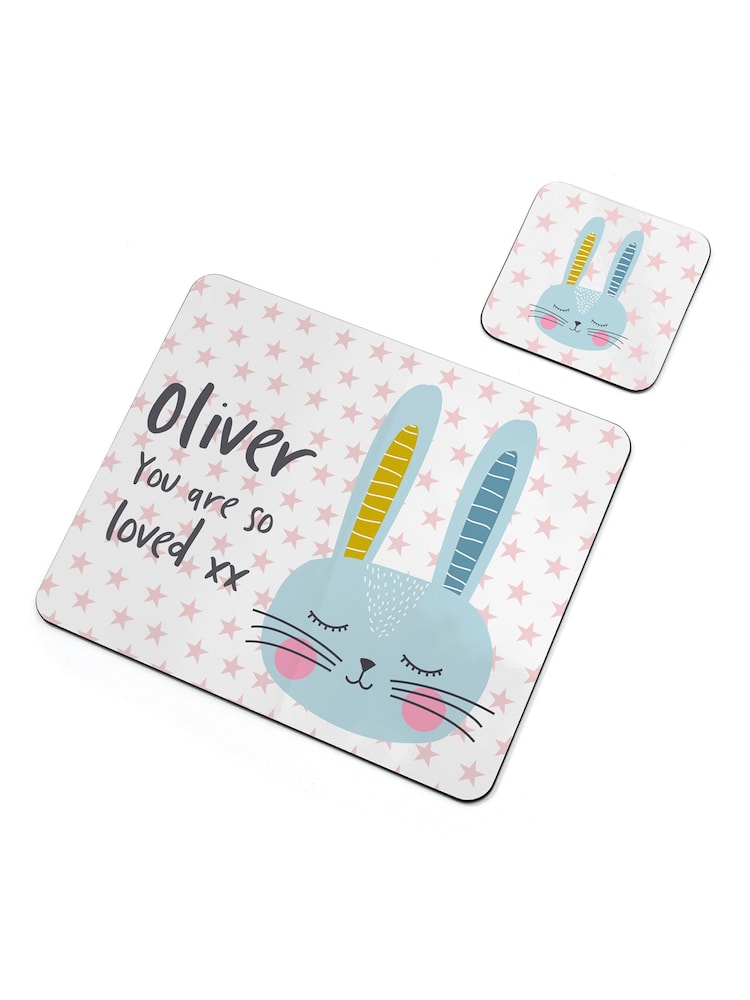 Personalised Easter Bunny Placemat and Coaster Set by Treat Republic - Image 3 of 3