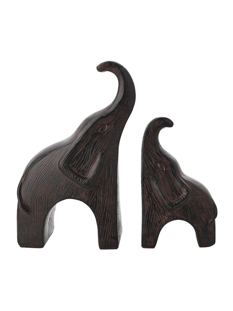 Widdop Set of 2 Dark Brown Elephants - Image 2 of 2